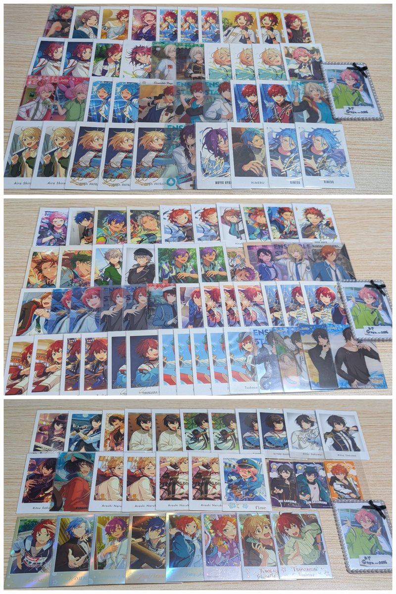 aya__0006's tweet photo. 【交換】あんスタ ぱしゃっつdebut collection 2
譲望見 チトセ ライカ ユメ カンナ エス 維吹 2,3枚目
求久遠舞珠(4枚目)
開花前(🎀)優先気味ですが開花後も求めてます！
御相手様が不快でなければ当方から複数提供〇(メロアスは1:1)
⬇ https://t.co/hguFsYcuaK
