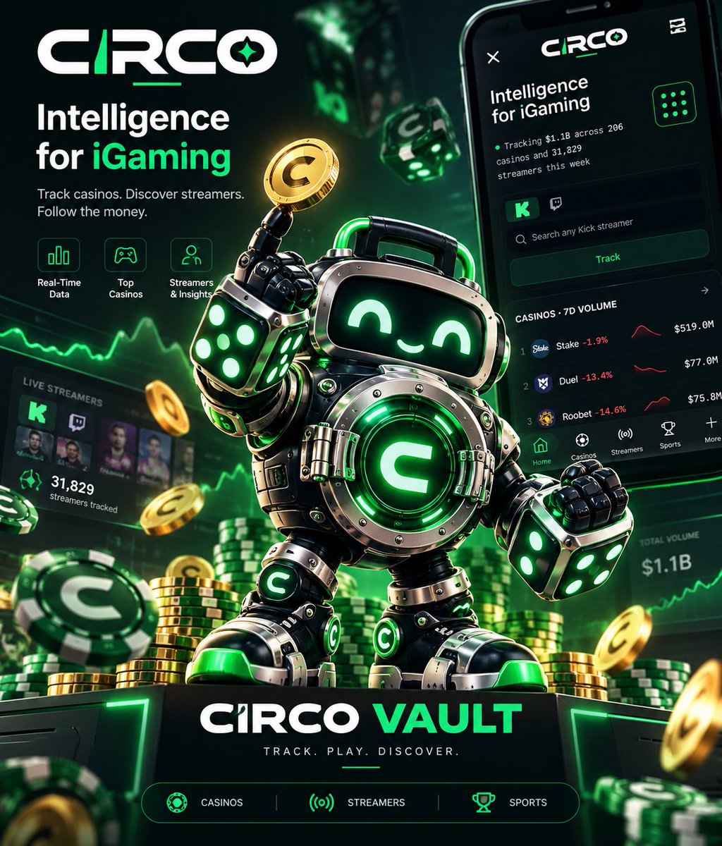 dancallzz's tweet photo. 🎲 Meet CIRCO VAULT! 💚🤖

Your new companion in the world of iGaming intelligence!

From tracking casino trends to discovering streamers and exploring sports insights, CIRCO Vault is here to unlock a smarter way to stay in the game. 📊🎰

🔐 Track smarter. Discover more. Stay ahead.

🌐 Explore now: https://t.co/xg8l2f4Wy0

#CIRCO #CIRCOVault #iGaming #CasinoInsights #StreamerTracking #SportsBetting