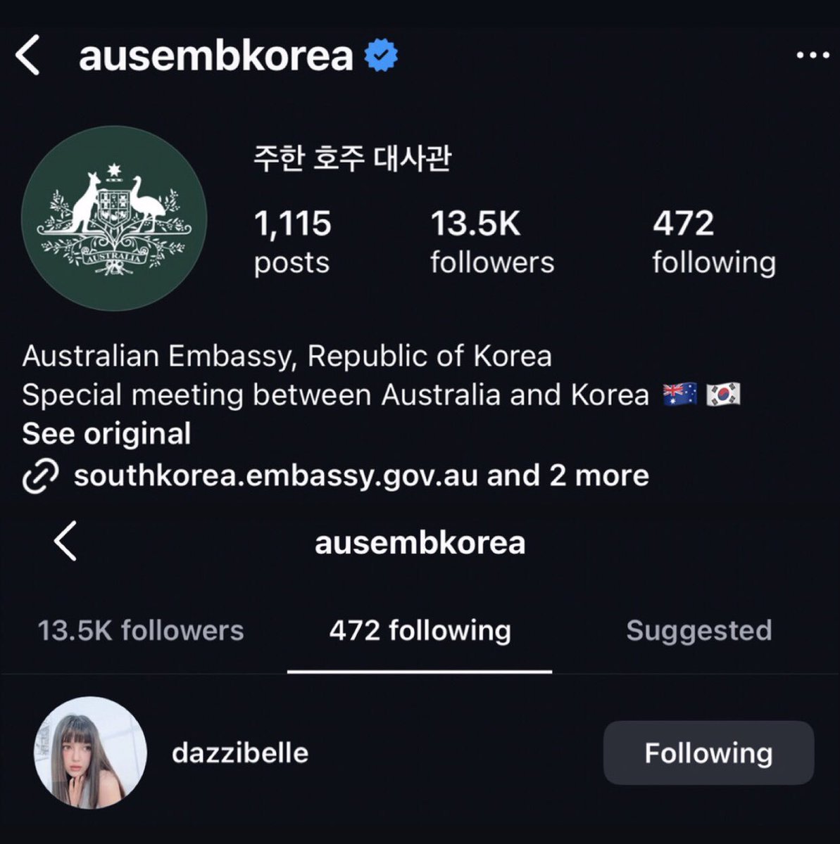 modaniglobal's tweet photo. The official account of the Australian Embassy in Korea followed Danielle Marsh 

#다니엘 #DANIELLE #ダニエル https://t.co/GNEnHJNH2X