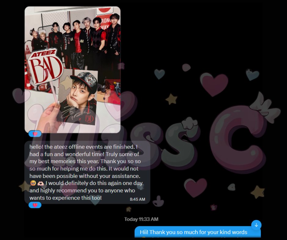 misscshopjpph2's tweet photo. Client Feedback💗

A huge congratulations to our client!🥹

She won the Hi-touch and Two-shot Photo Session with Wooyoung, as well as an Autograph with Hongjoong yay!

We’re so happy to have been part of this experience!🫶#MissCProof