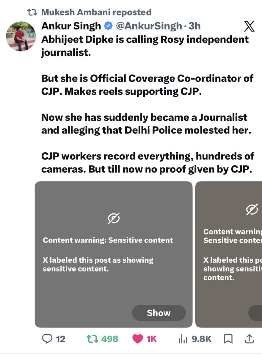 VijayGajeraO's tweet photo. I have observed that there is a mass reporting happening to tweets that counter fake news of CJP, Marxists, and Islamists.

There are multiple teams from our enemy countries operating to support these planned riots in our country. https://t.co/49dGayQK0p