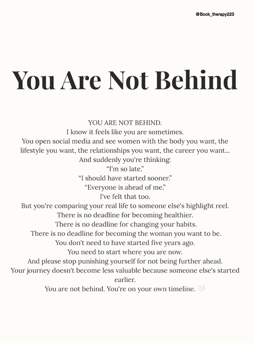Book_therapy223's tweet photo. You Are Not Behind https://t.co/b1dRkTBg3K