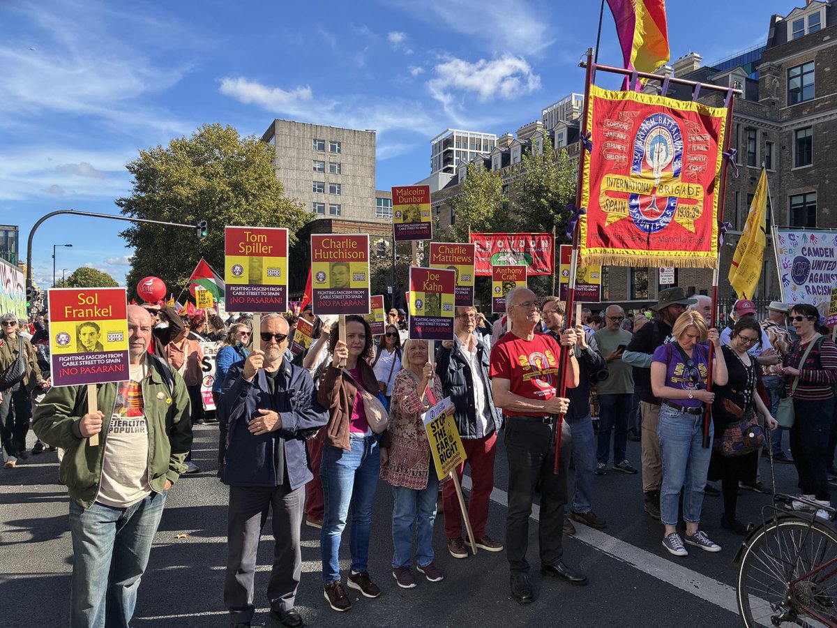 MarxLibrary's tweet photo. ¡No Pasarán! With @IBMT_SCW at Cable Street at 90 https://t.co/9JJff4i3vy