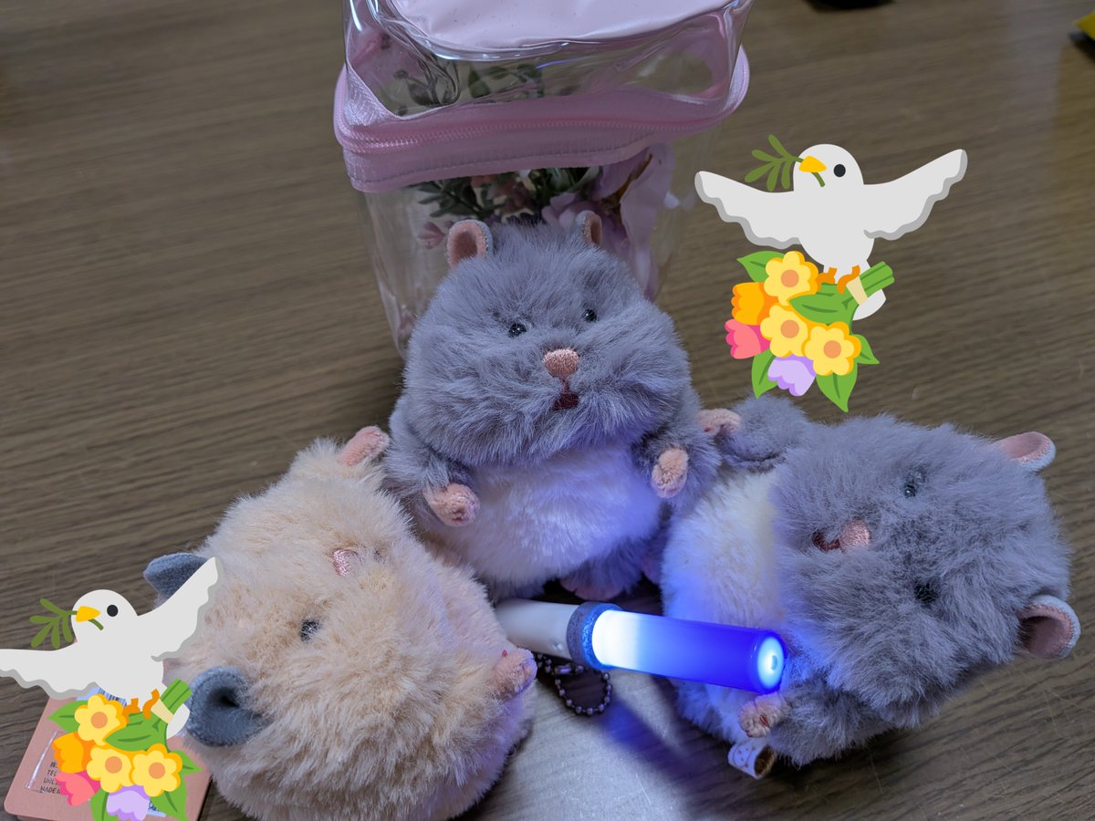 9say45mt's tweet photo. 21時台だよ！

#せーので言ってこ戦争反対
#わざわざ言ってこ戦争反対
今日は
#ぬいデモ
も一緒に！
100均で見つけたミニペンライトで平和の声をあげるよー🪄

小さな者たちの声も聞いてー！

おいしいごはん、安心して眠れる場所、好きなものを楽しめる自由を、みんなが持てますように。 https://t.co/TbFROaiOVs