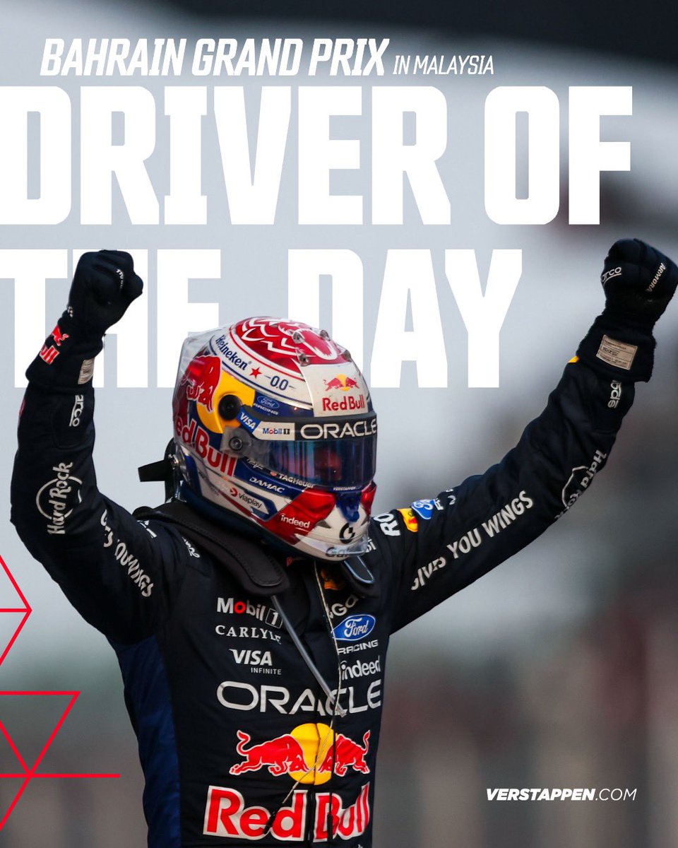VerstappenCOM's tweet photo. Your Driver Of The Day in Malaysia 🙌

#BahrainGP https://t.co/BDkt6w2olW