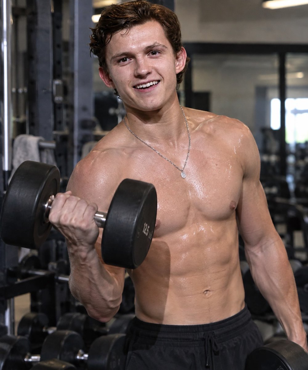 Coins_nuclear's tweet photo. Tom Holland turning up the heat at the gym 😍 https://t.co/wlkXoiWweO