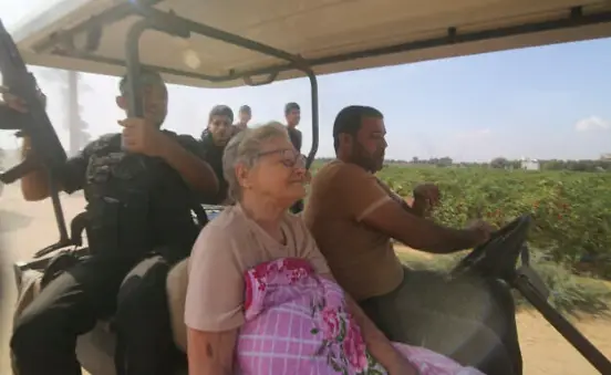 October7Attack's tweet photo. She was 85 years old.

Yaffa Adar was dragged from Kibbutz Nir Oz into Gaza on her mobility scooter on @October7Attack.

Among those who crossed the border that day were not only terrorists, but also Gazan civilians who were looting and participating in kidnappings. https://t.co/hcN80iVl0g