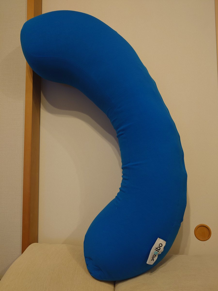 masayank's tweet photo. そういえば昨日アウトレットでYogiboの抱き枕を買った(現品のみだったのでリーズナブルにゲット)。ただ久々の週末好天でその後あちこちかなり歩き回ったせいかリビングでスマホ見ながらそのまま寝てしまったから今日は使って効果を試してみる。 https://t.co/zggZAgVnXc
