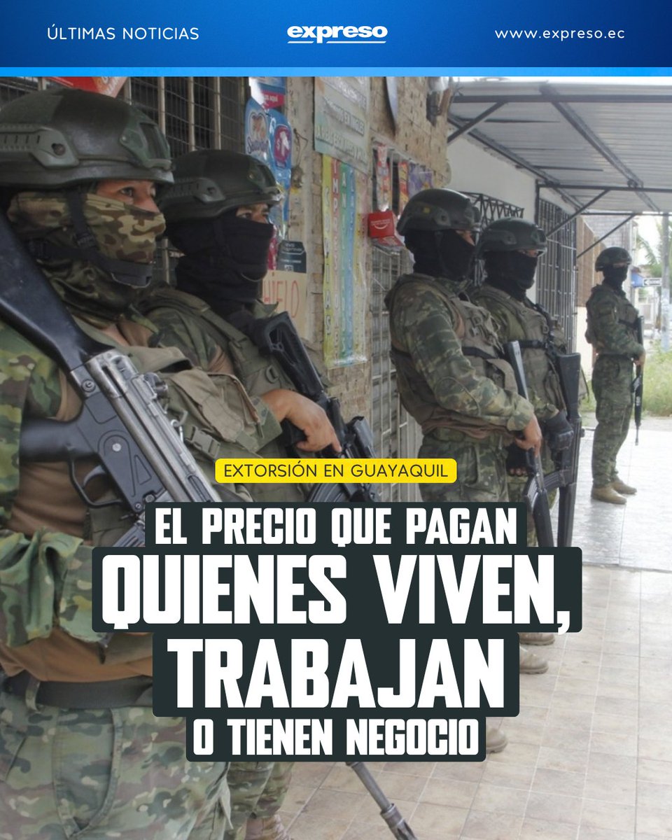 Expresoec's tweet photo. Vivir, trabajar o mantener un negocio tiene un costo impuesto por la extorsión en Guayaquil. Los cobros van desde $2 diarios hasta miles de dólares y cambian según la zona o actividad. 

Te contamos más 👇 https://t.co/bdYkngt2N3 https://t.co/AiILNhPNTm