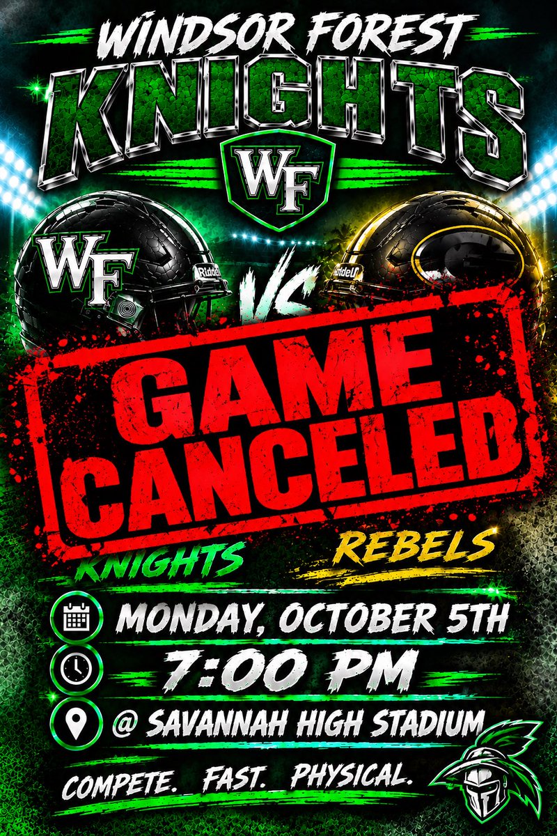 WFKnightsFB's tweet photo. Fans, Knights and AlumKnights we would like to let you all know that the JV game scheduled for tomorrow night against Groves High School has been canceled. We look forward to seeing you guys next week. Thanks for being great fans. #compete #SetTheStandard #everydaygiveeverything https://t.co/bUxYplRrFB