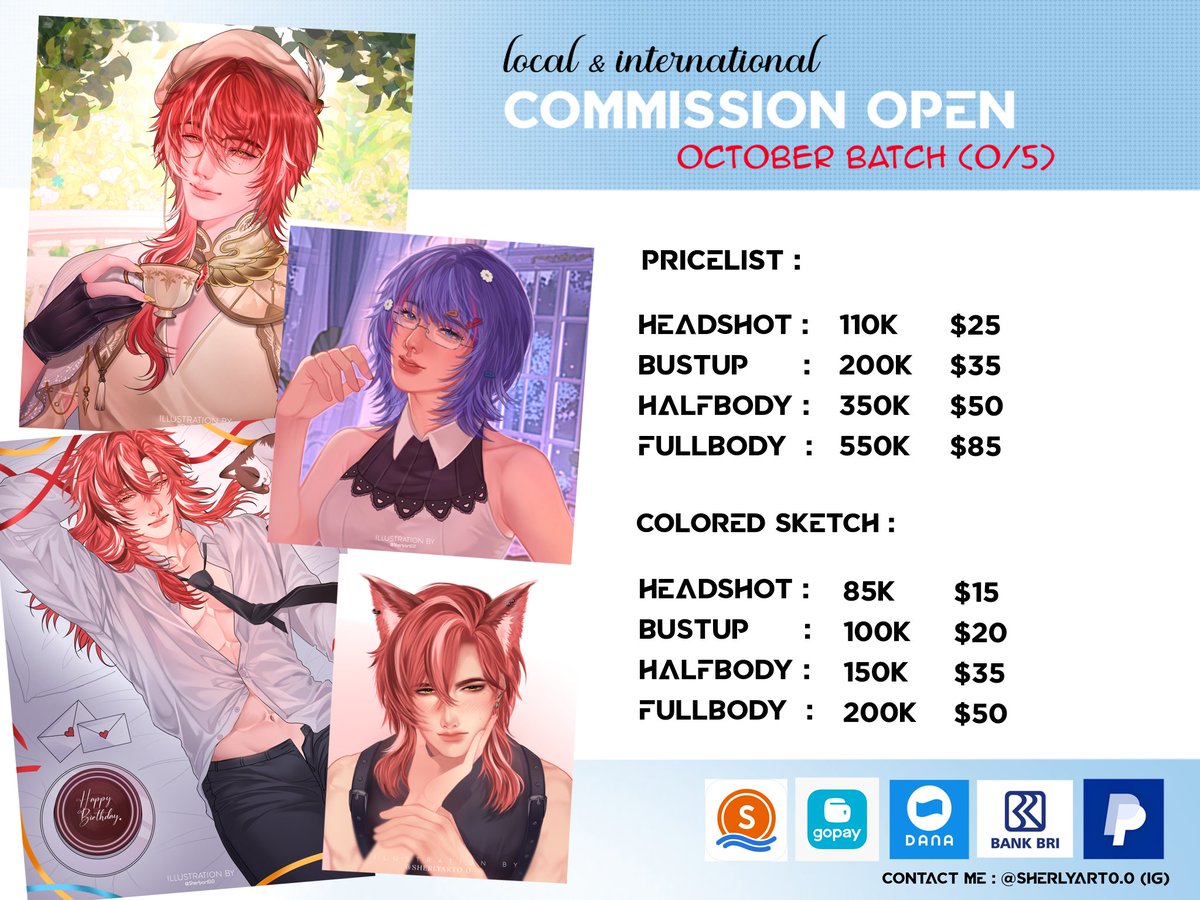 SherlyArt00's tweet photo. Hello! I'm open for commissions again for the October batch!

There are only 5 slots available, so let's get yours! Feel free to DM me!

more info: https://t.co/h0W16TOoXj

[ LIKE + RT VERRY APPRECIATED ] 🙌🏻✨ https://t.co/L41OF0KAs7
