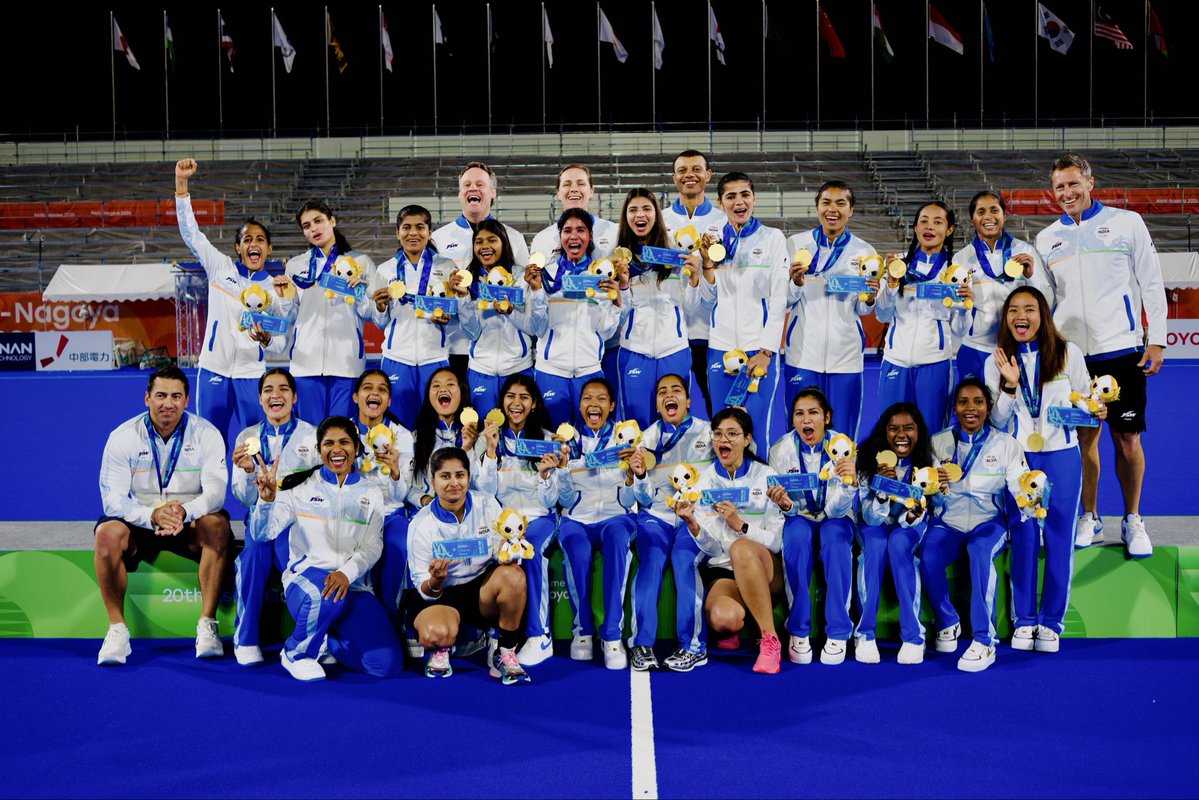 Lalremsiami30's tweet photo. A dream come true!🥇🇮🇳

200 matches in the Indian jersey + Asian Games Gold + Directly qualified for LA 2028 Olympics + making history after 44 years!🇮🇳🫶🏼

Thank You, Jesus Christ, for guiding me through it all.🙏🤍

Blessed beyond words.🙏✨

#Goldmedalasiangames #hockeyindia https://t.co/J6tKOr0s3M