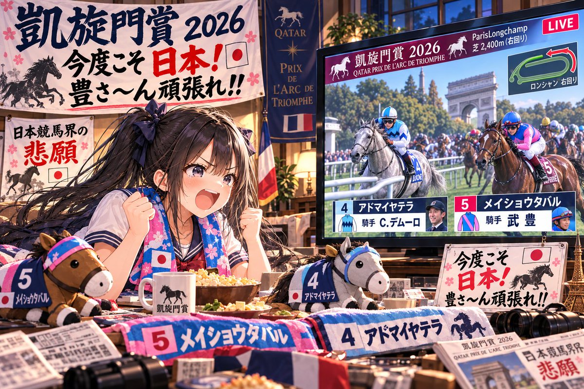 irakuy227's tweet photo. 2026 凱旋門賞 | みくみく 
#競馬 
#凱旋門賞2026

いっけぇ！！
今度こそ、日本馬！ https://t.co/zVhYv3PeSC