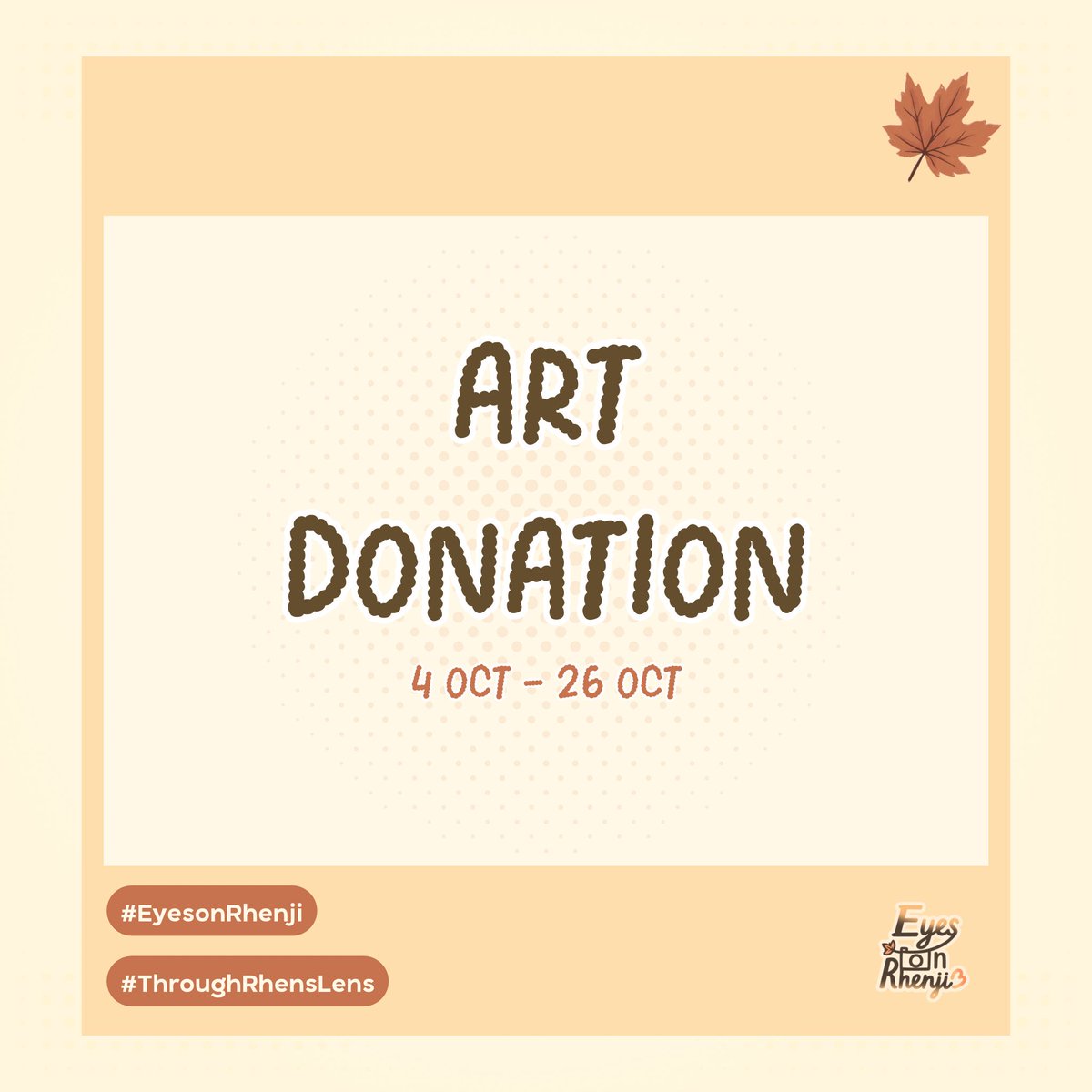 EyesonRhenji's tweet photo. - Fanart Donation -
เปิดรับแฟนอาร์ตเพื่อนำมาตกแต่งคาเฟ่ ใครสนใจสามารถกรอกฟอร์มได้เลยนะคะ 🧡
เปิดรับถึงวันที่ 26 ต.ค. น้า
🍁: https://t.co/3aCbAR96f9
#ThroughRhensLens #EyesonRhenji https://t.co/Iqk0IZPOh5