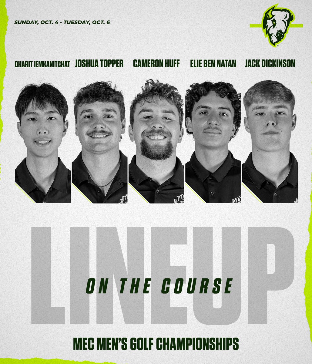 ppugolf's tweet photo. It’s day 1️⃣ of the MEC Championships! Here is our lineup!
#GoPioneers https://t.co/bFpJQo4XTK