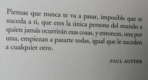 literlandweb1's tweet photo. "Piensas que nunca te va a pasar a ti..."
Inicio de "Diario de invierno', de Paul Auster. https://t.co/y33iubqBSa