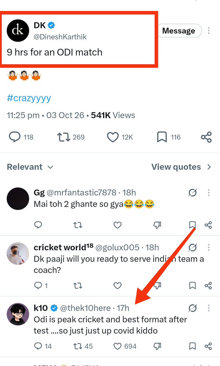 cricketplusmeme's tweet photo. Dinesh Karthik probably cried all night after reading this. 😭😭😭😭🤌 https://t.co/rtlrEdMVIy