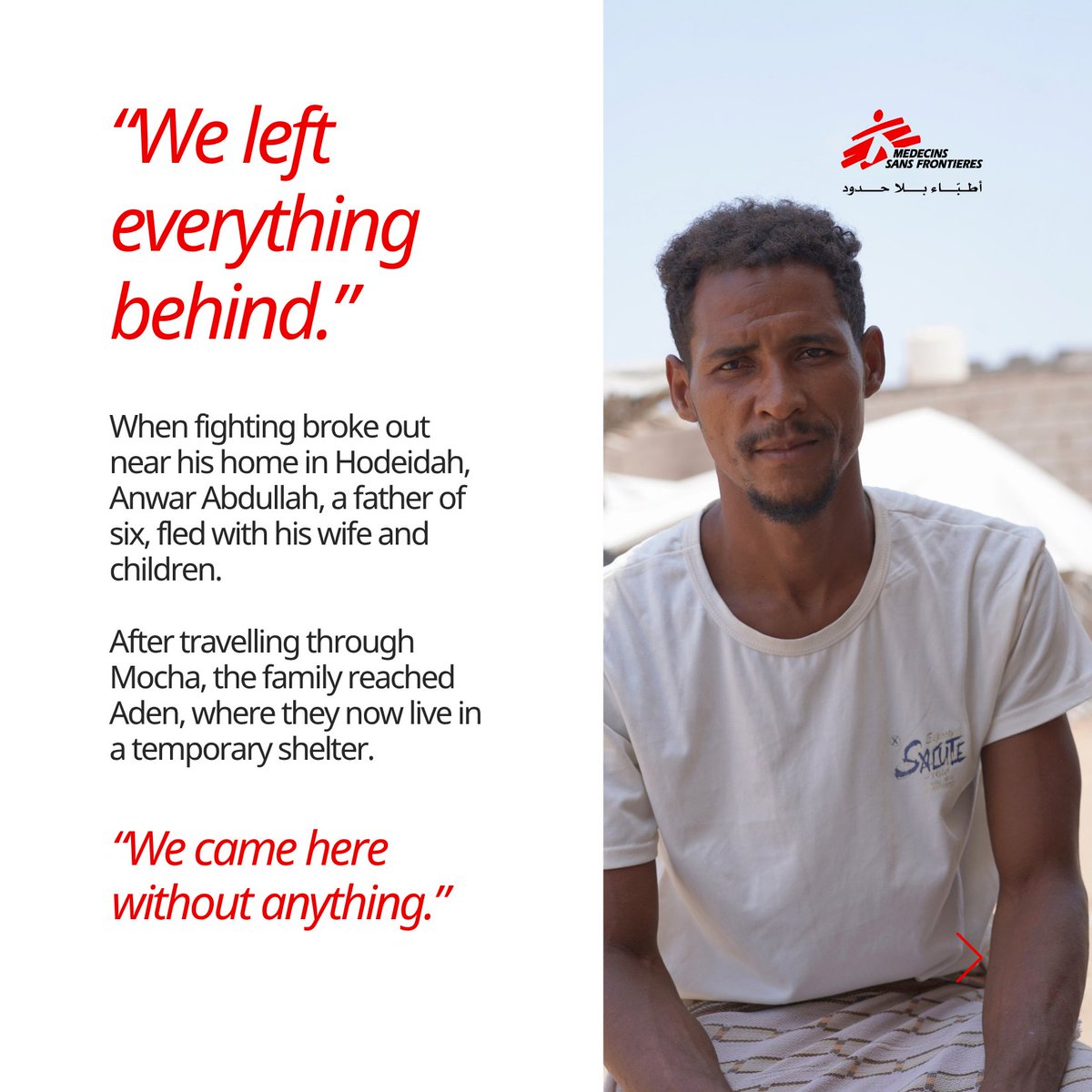 msf_yemen's tweet photo. Displaced families face barriers to healthcare in Aden and Lahj.

🔴 134,550people displaced since June, as of 22 September (IOM).

🔴 10,920displaced people recorded in #Aden.

🔴 427patients seen by MSF mobile teams in the first week. https://t.co/bD8KxjoSop