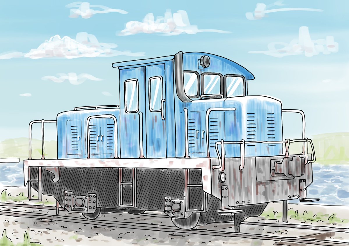 3dLJIqwRzEwNu73's tweet photo. うちの鎮守府専用線の入換動車の1両です（　´∀｀）
小さめだから駆逐艦達が乗り回します

マーカー風に塗ってみました(っ´ω`c) https://t.co/EYnFf2U4I6