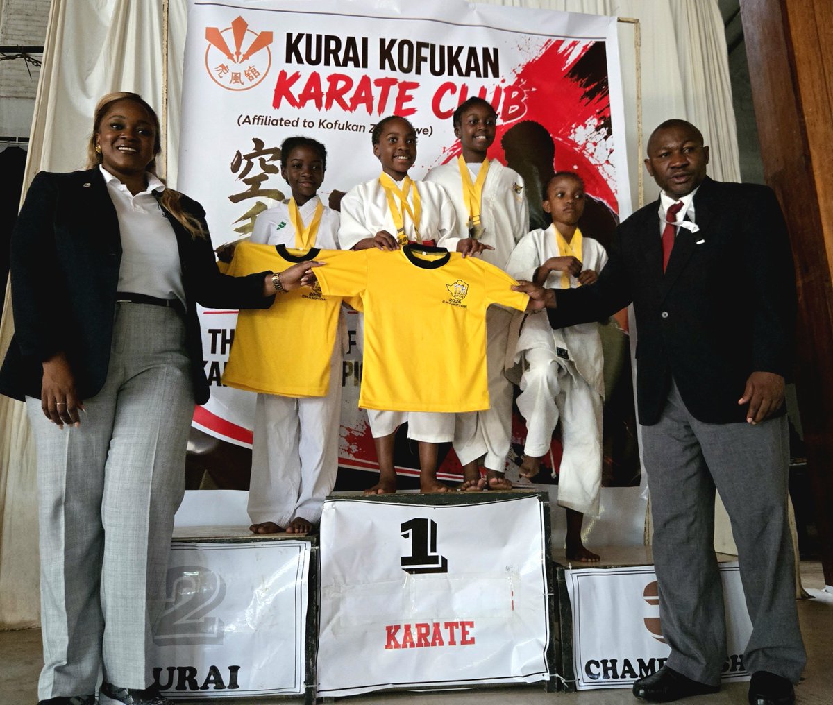 KarateZimbabwe's tweet photo. 🥋 A huge thank you to Kurai Kofukan Karate Club for hosting an amazing tournament! 🌟

It was a day filled with Kata and Kumite with athletes traveling from other provinces and even Zambia! 🇿🇲🤝🇿🇼 It was an honor to have ZNKF Secretary General Kudzai Kadzombe grace the event.

Congratulations to all the competitors and medalists! Ossu! 🙇‍♂️🥇

#KuraiKofukan #ZNKF  @worldkarate_wkf @WKFKarateChamps