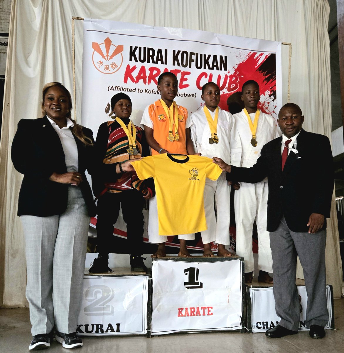 KarateZimbabwe's tweet photo. 🥋 A huge thank you to Kurai Kofukan Karate Club for hosting an amazing tournament! 🌟

It was a day filled with Kata and Kumite with athletes traveling from other provinces and even Zambia! 🇿🇲🤝🇿🇼 It was an honor to have ZNKF Secretary General Kudzai Kadzombe grace the event.

Congratulations to all the competitors and medalists! Ossu! 🙇‍♂️🥇

#KuraiKofukan #ZNKF  @worldkarate_wkf @WKFKarateChamps