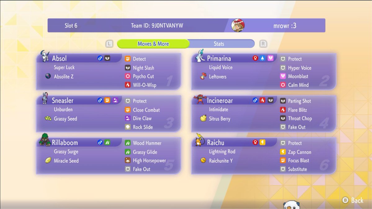 eeveeiynn's tweet photo. First day 2 (online or in person) in VR October #1 w/ Mega Absol-Z!

I think its a great anti-meta pick right now, strong matchups into Delphox, Ychu, Dengo and can be teched for others!

Paste: https://t.co/IY3WprcRjl
Rental Code: 9J0NTVANYW https://t.co/0vdm5RrMwN
