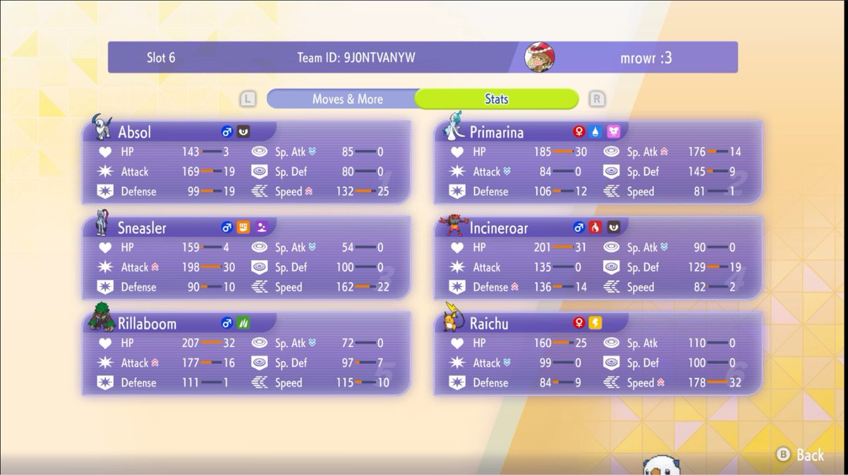 eeveeiynn's tweet photo. First day 2 (online or in person) in VR October #1 w/ Mega Absol-Z!

I think its a great anti-meta pick right now, strong matchups into Delphox, Ychu, Dengo and can be teched for others!

Paste: https://t.co/IY3WprcRjl
Rental Code: 9J0NTVANYW https://t.co/0vdm5RrMwN