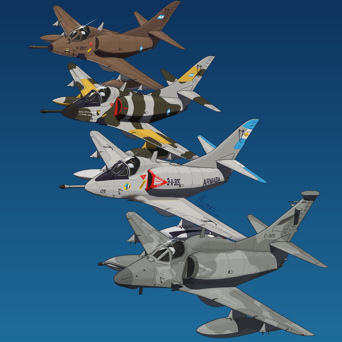 MrMomai_'s tweet photo. A-4"B"(P): 1966 - 1999, FAA
A-4C: 1975 - 1999, FAA
A-4Q: 1972 - 1988, ARA
A-4AR: 1997 - 2026, FAA

Durante casi 60 años los Halcones (Hawk) custodiaron los cielos de la Argentina, ahora que ya no están, heredan la noble misión otros Halcones (Falcon)... https://t.co/ZfixwjZWNm