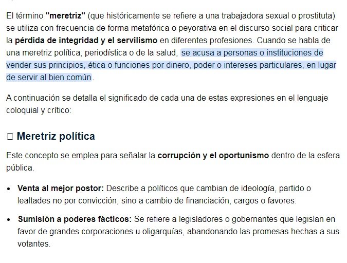 FRANCISCO872217's tweet photo. APOYO A @estebangerbasi no por defenderlo, pero ALGUIEN CON 2 DEDOS DE FRENTE sabe que cuando se refirió a @Dinorahfiguera como "Meretriz" no se refería a ella como persona, NO, SE REFERÍA METAFÓRICAMENTE A QUE VENDIÓ PRINCIPIOS Y VALORES POR DINERO, PRIVILEGIOS O PODER PERSONAL. https://t.co/RC4qbm8mUe