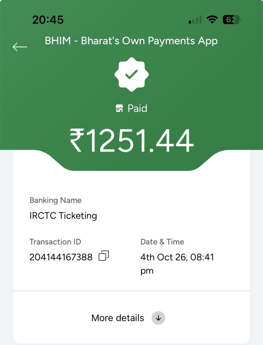DalitOnLine's tweet photo. Subject: IRCTC charging Rs 26.04 for UPI payment for booking ticket. Why?

Dear Minister Ashwini Vaishnav @AshwiniVaishnaw 
Copy to: @PMOIndia & @IRCTCofficial 
I am writing this to bring this into your knowledge how IRCTC has been duping by fraudulent activities the hapless passenger booking ticket using IRCTC application.
You will notice that the ticket for Delhi to Lucknow is of Rs. 1225.40 including convenience fee and GST. IRCTC declare that there are no additional charges for payment by UPI. But, I was charged Rs. 1251.44 which is Rs.26.04 more than IRCTC should have deducted or charged. 
I hope as the Minister incharge of IRCTC, you will take concrete action on this and take punitive action against those who are involving @indianrailway__  in such frauds.
Looking forward to strict action asap!
Regards
Ashok Kumar