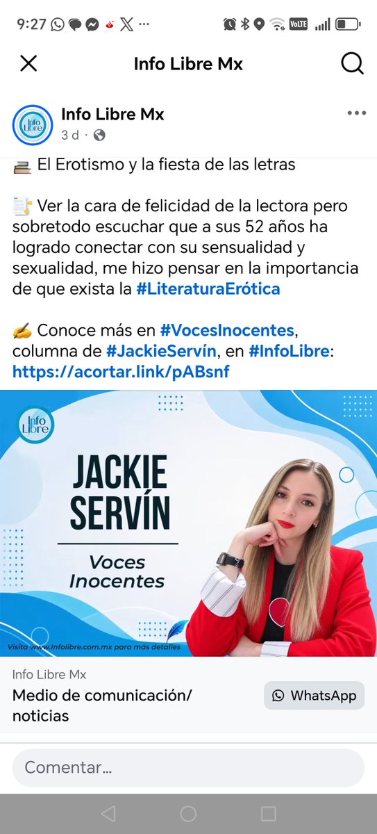 JaquiServin's tweet photo. Hoy en mi columna Voces Inocentes.

El Erotismo y la fiesta de las letras.

Desde tiempos de la inquisición hablar de erotismo ha sido un tabú, en aquella época se destruían estos  libros prohibidos con la quema publica de textos.Te dejo el link ⬇️⬇️✍🏻✍🏻https://t.co/FWsgYuFPW5 https://t.co/nlZSg026Fl