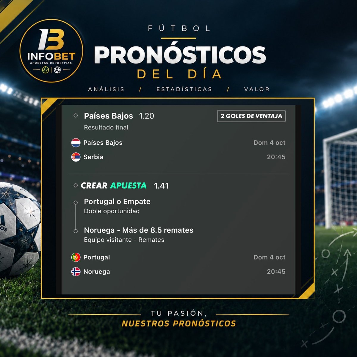 infobetap's tweet photo. ⚽️ UEFA Nations League 🇵🇹🇳🇱🇳🇴

Os dejamos esta cuota @1.70, la cual tiene un gran valor.

🧐Podréis ver el argumento en nuestro grupo GRATUITO!

🔗 (Link en la Bio) https://t.co/wUCk5ZsJE3