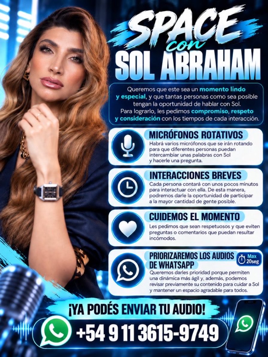 SolangistasOff's tweet photo. Como saben, 15:00hs es el tan esperando space con Sol y les compartimos cómo nos estamos organizando para generar un ambiente donde TODOS puedan disfrutar 

Además, vamos a estar siguiendo el space con la tendencia: #SolAbrahamEnOff  a partir de las 14:30hs @SpaceEnOff https://t.co/6yJPYN0Ulj