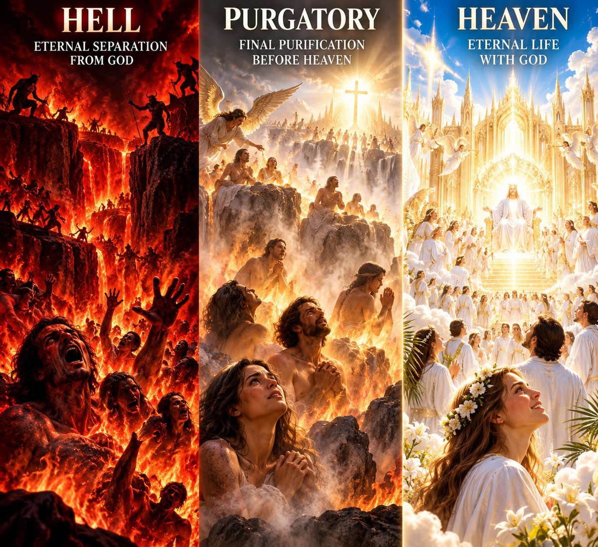 UcheMaryOkoli's tweet photo. Stop saying, “Sin is sin.” Catholic theology does not teach that all sins are equal.

There is mortal sin.
There is venial sin.

But what makes a sin mortal?

The Church teaches that three conditions must be present together:

1. Grave matter: the act is seriously contrary to God’s law.
2. Full knowledge: the person knows that the act is seriously sinful.
3. Deliberate consent: the person freely chooses to commit it.

If one of these conditions is lacking, the sin may not be mortal, though it can still be sinful and harmful to our relationship with God.

Mortal sin destroys charity in the soul. If someone knowingly and freely remains in mortal sin and dies unrepentant, they separate themselves from God eternally.

Venial sin wounds our relationship with God but does not destroy it. If its effects and temporal punishment are not purified in this life, they may be purified in Purgatory.

And be clear: Purgatory is not a second chance after death. Those who undergo purification there have already died in God’s friendship and are assured of Heaven.

Hell is eternal separation from God.

So do not take sin lightly.

Repent. 
Go to Confession. 
Make reparation. 
Seek God’s mercy. 
Remain in His grace. 
And strive for Heaven. 🙏🏽✝️