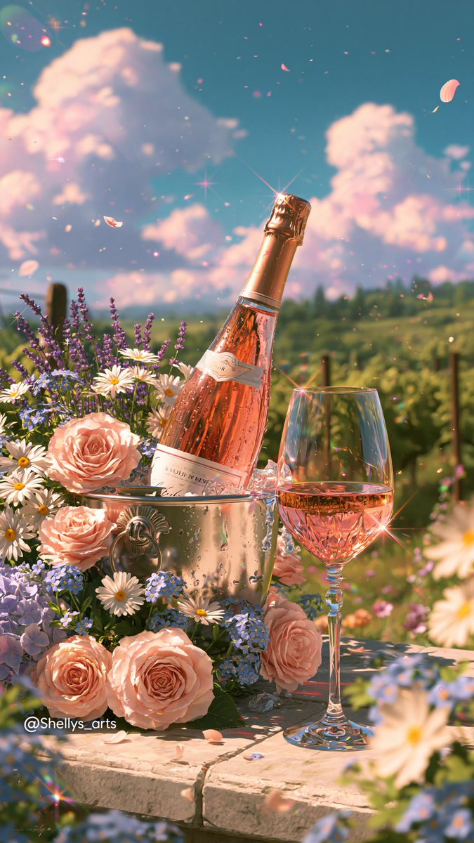 Shelly29777's tweet photo. A Dreamy Day at the Winery 🌸🍷
Rosé, flowers and vineyard views under the dreamiest spring sky ✨
📱 Wallpapers available on my Ko-fi
✨ Follow @shellys_arts for more dreamy worlds
#aiart #digitalart #winery #vineyard #wine https://t.co/XlATrP6KOk