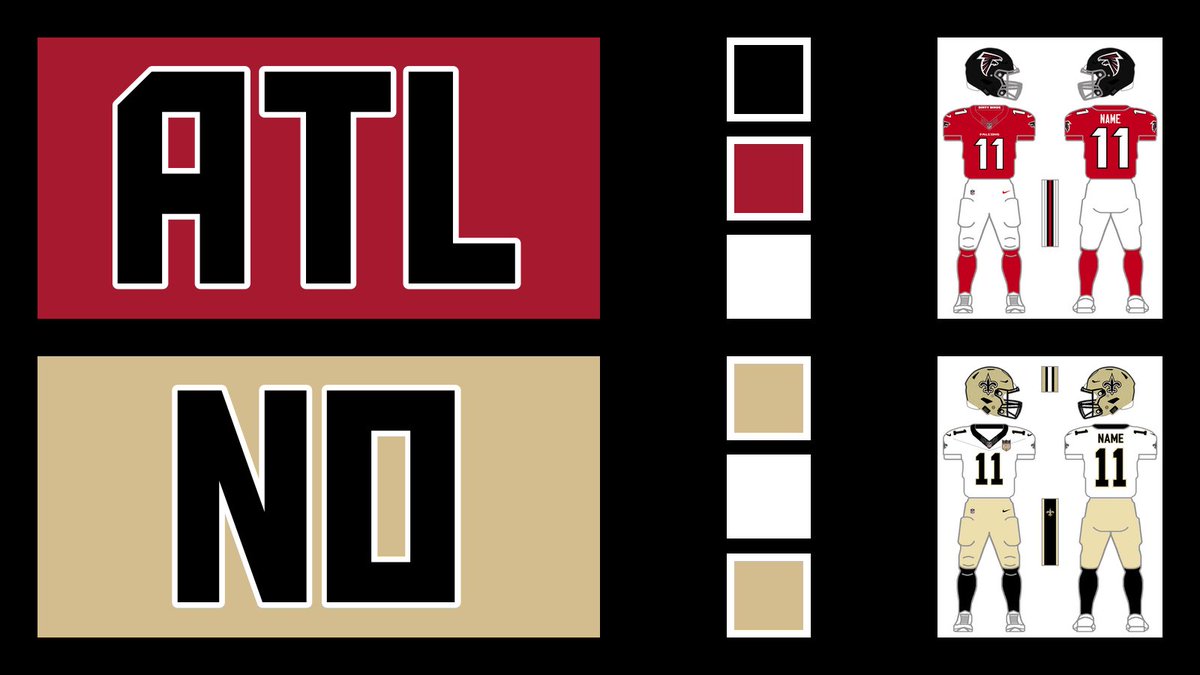 fashion_nfl's tweet photo. Best NFL Uniform Matchup of Week 4 between the Atlanta Falcons and New Orleans Saints. https://t.co/abCTOOqwPi