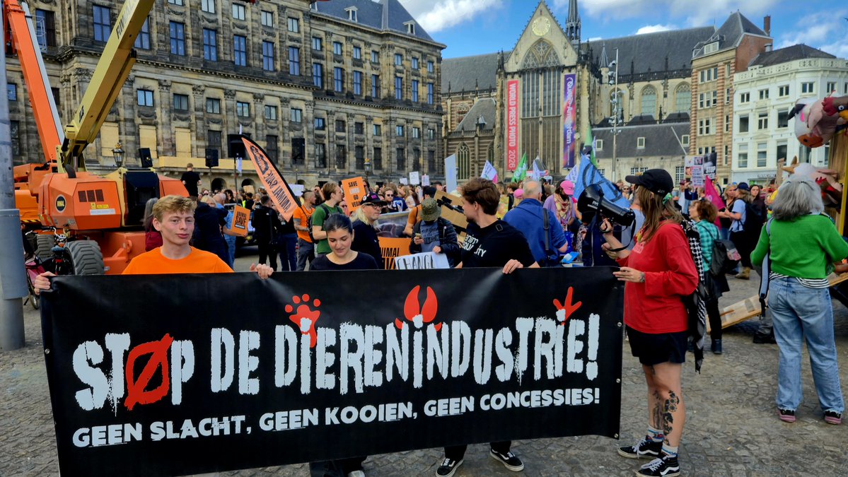 PersburoUNN's tweet photo. Demo op de #Dam in Amsterdam"Elke Dag is #Dierendag " #Vegan Stop de bioindustrie.. tocht gaat naar het #Museumplein https://t.co/oEWUEXpTAF