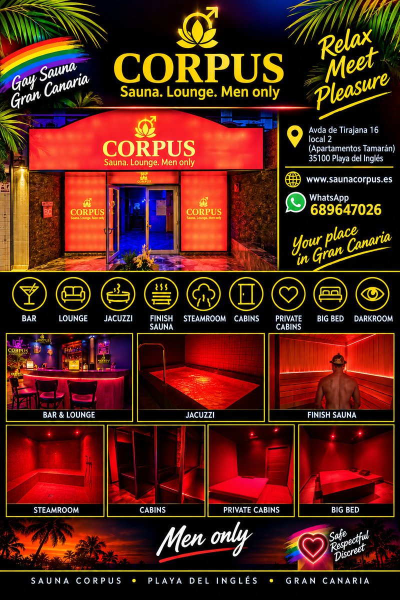 SaunaCorpus's tweet photo. Today open from 17.00. Heute geöffnet ab 17.00. Abierto desde las 17.00. 
#gaysauna #saunagay #playadelinglés https://t.co/e2Gh0erA9e
