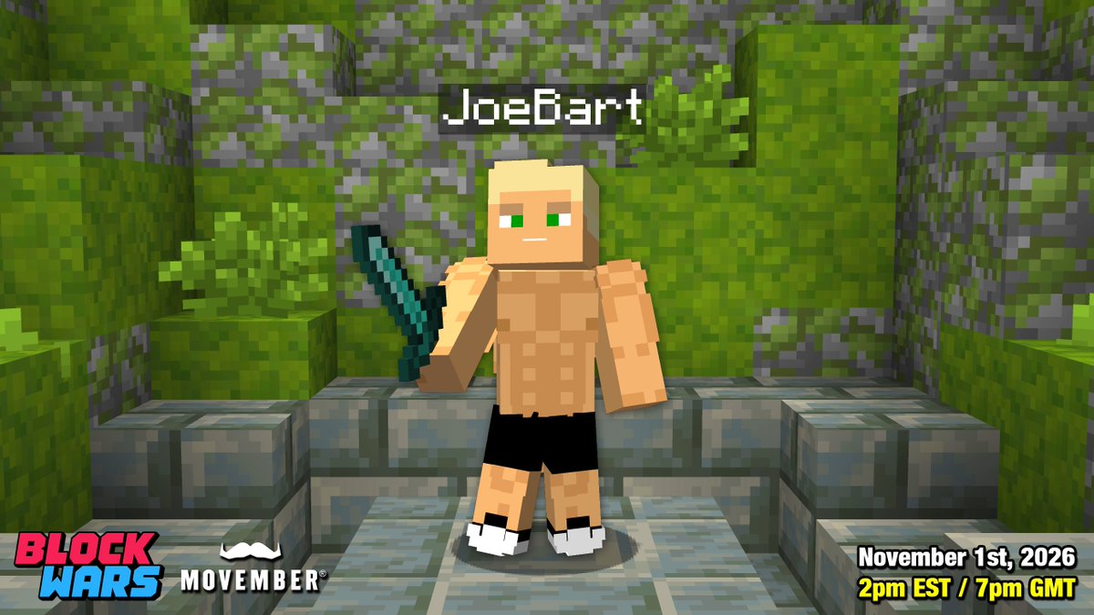 BlockWarsEvent's tweet photo. He was a huge contributor in 2025, so he's back to support a great cause yet again! 💪

Joe Bartolozzi returns for Block Wars Movember 2026

November 1st
2pm EST🇺🇸 / 7pm🇬🇧 https://t.co/jQXQJyczOS