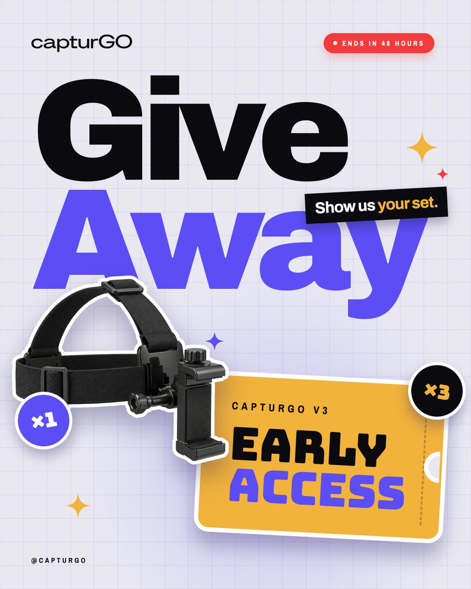 captur_go's tweet photo. 🎁 V3 GIVEAWAY: Show us your set

Snap a photo of the spot where you'll capture your daily tasks: kitchen, laundry corner, desk or workshop. Well lit, with clear space for your hands.

Up for grabs:
- 1 CapturGO head mount
- 3 V3 early access spots

To enter:
-Follow @CapturGO
-Like & repost
-Quote this post with a photo of your capture spot

Ends in 48 hours. Winners announced right after.