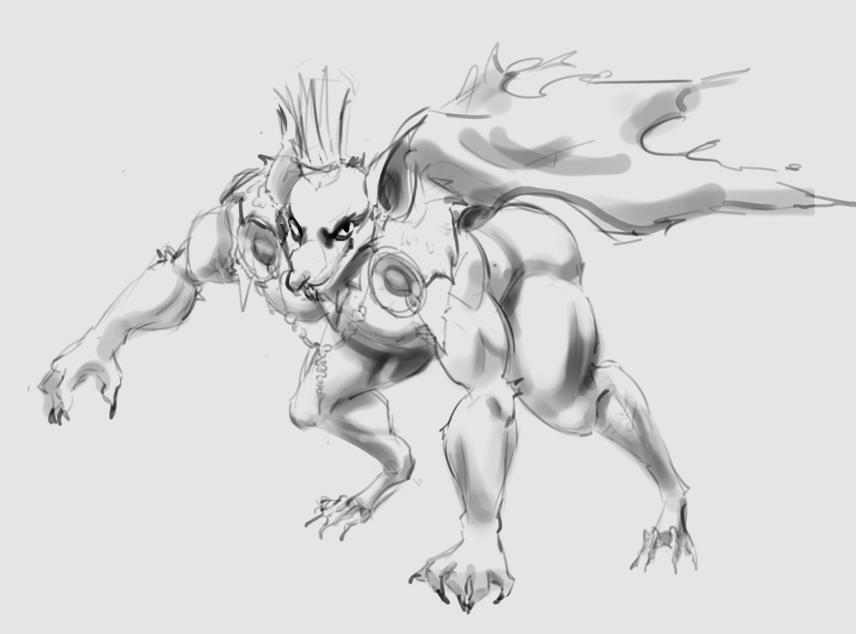Defokote's tweet photo. Ratking sketch https://t.co/88omnotbcb