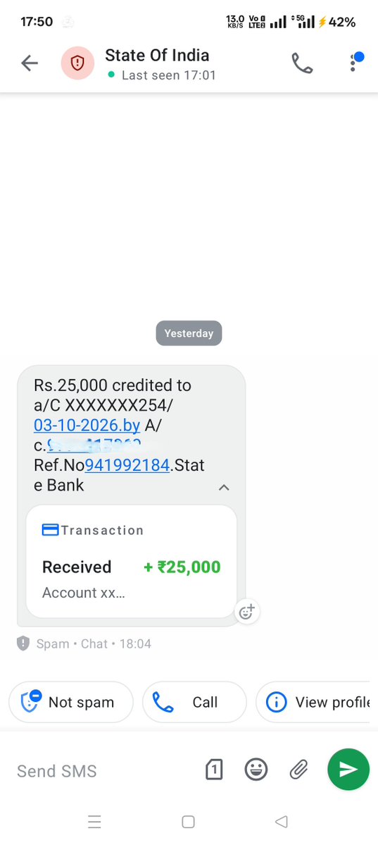 surajkrpuri's tweet photo. Twit-1/4
@TheOfficialSBI @MahaCyber1 @Cyberdost #fraud #cyber #1930 
Yesterday, I received a call from +91 96719 12684. The caller claimed that I had paid ₹25,000 to him and asked me to refund the amount. He also shared a screenshot with me, which I have attached for reference. https://t.co/oLSAvsC3l2