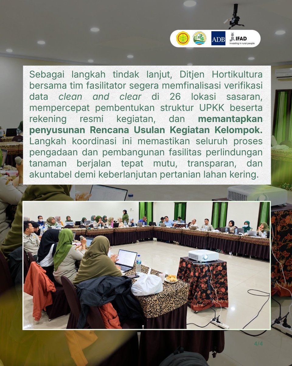HddapHorti's tweet photo. Melalui penataan administrasi keuangan yang transparan, penyelarasan DED-RAB, serta validasi lokasi calon penerima, Kementan berkomitmen mewujudkan infrastruktur perlindungan tanaman yang presisi, tangguh, dan akuntabel demi mendorong kemandirian petani.

#Kementan  #HDDAP #Ifad https://t.co/YBwZSVDWRM