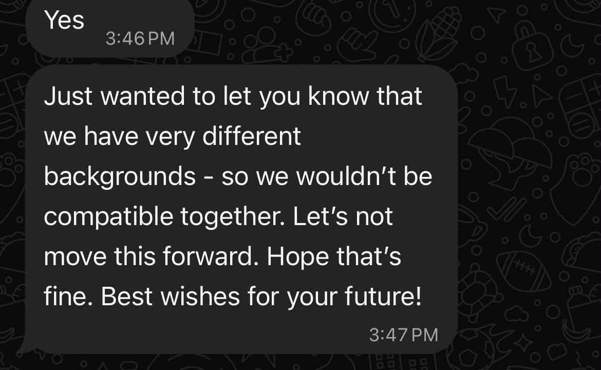 ajinkyaaar's tweet photo. Arranged marriage is a scam. 

My friend (31, 5’ 9”, decent looking) works in Swiggy, makes 3L/mo in B’lore is getting rejected left-right-center from girls making 50k/mo since last 2 years. 

Date-to-marry. https://t.co/eYwrpZ6gnv