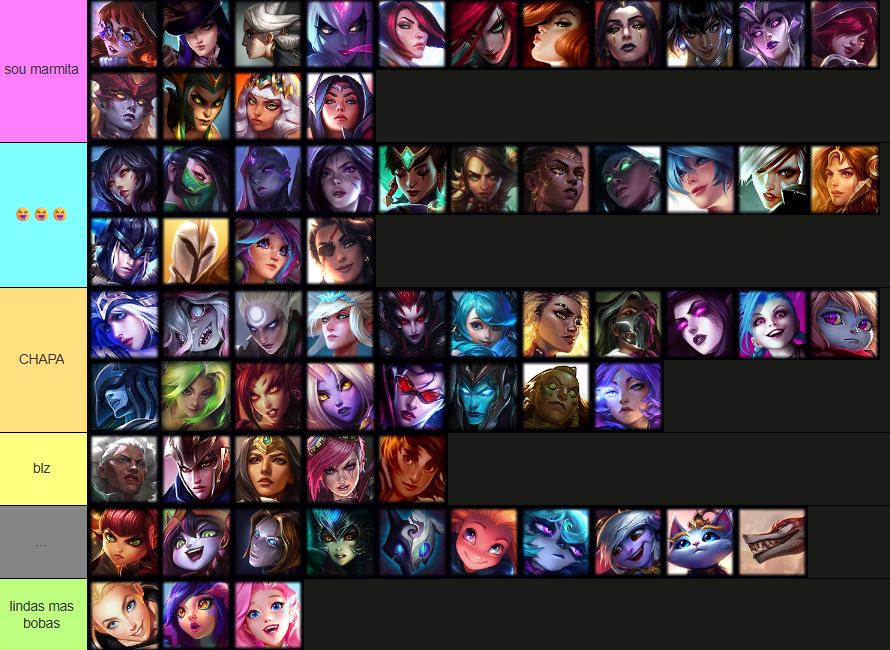 clarebalol's tweet photo. tier das gostosinhas do league

acho que eu tenho um tipo. https://t.co/iITssT7McW