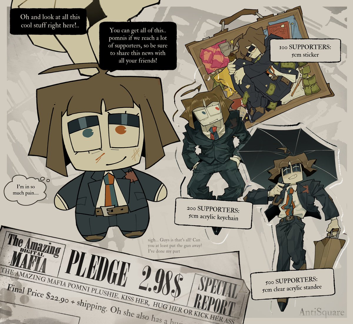 anti_square_'s tweet photo. MAFIA POMNI PLUSHIE!! Sweet, beautiful, loved by everyone and a bit beaten up-

Pledge this not-ready-for-duty-mafioso and maybe she'll have a chance to escape mafia and get new home <з 
We need at least 100 supporters so she can become real!!

MORE INFO⬇️ https://t.co/IrxhagzTV0