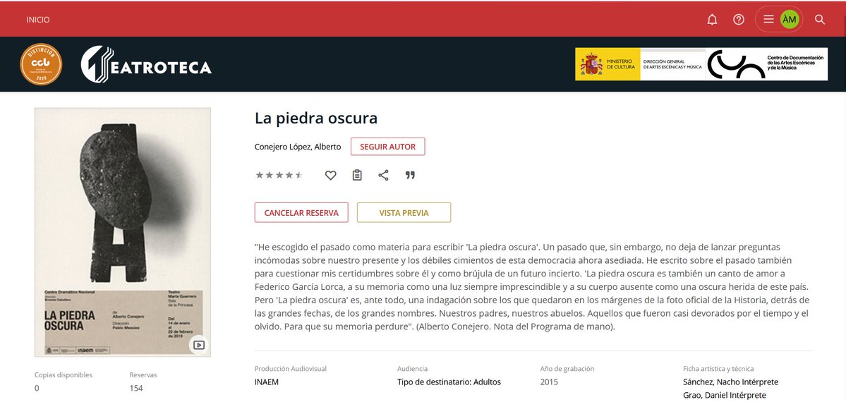 Alfara_'s tweet photo. Para todos los amantes de #LaBolaNegra os traigo un regalito. La obra de teatro de 'La piedra oscura' de @alberconejero se puede ver gratis en la Teatroteca. Eso sí, con un poco de espera. Para verla solo tienes que registrarte y reservar la obra. Es totalmente gratuito. https://t.co/RmlE06RyV9