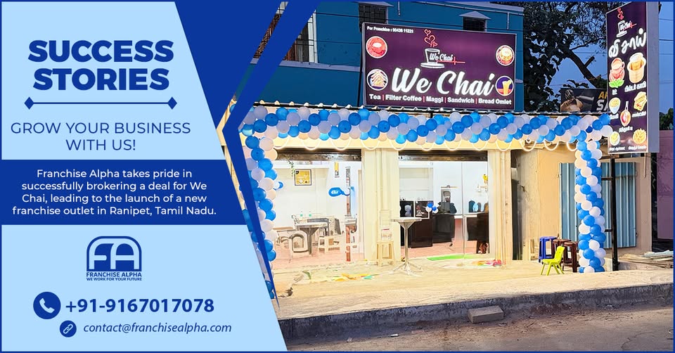 FranchiseAlpha's tweet photo. ☕ Franchise Alpha expands We Chai’s presence in Ranipet, Tamil Nadu! 🌟 Successfully brokered a new franchise deal, helping the brand connect with the right investor and grow strategically. 🚀
📞 9167017078
#FranchiseAlpha #WeChai #FranchiseSuccess https://t.co/tEbZv5zmwJ