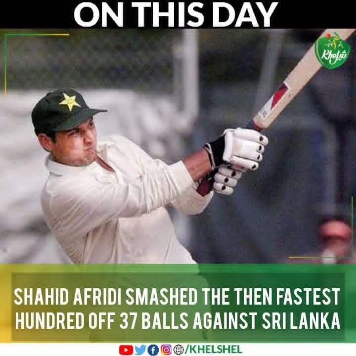 Raabiya_90's tweet photo. The Legend Began Here 
37 balls is all it took for Shahid Afridi to smash the then-fastest international hundred against Sri Lanka on this day in 1996 in Nairobi. Absolute chills!  

#SAfridiPakPride
#ShahidAfridi https://t.co/mqMAsOv6Vg