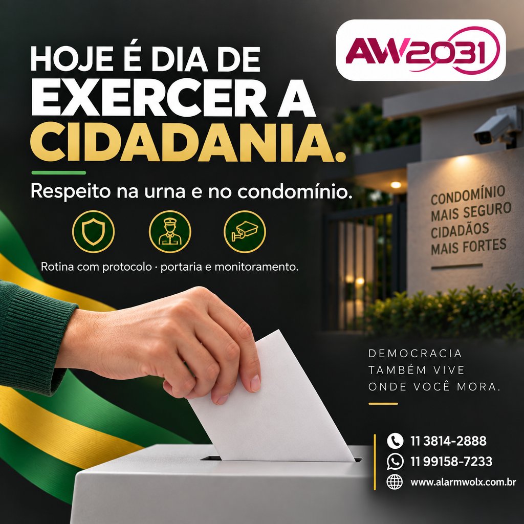 alarmwolx's tweet photo. Hoje é dia de exercer a cidadania.
Respeito na urna e no condomínio.
📞 11 3814-2888 · WhatsApp 11 99158-7233
https://t.co/YI1fUHnXY1

#Eleições2026 #Cidadania #Respeito #Síndicos #Alarmwolx #SP #GrandeSãoPaulo #CondomíniosSP #Portaria #Monitoramento24h https://t.co/OvrFKoXkiI